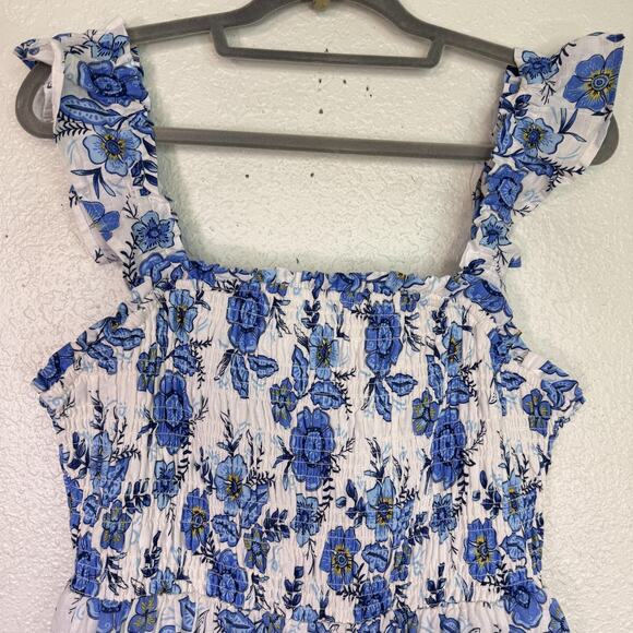 Haute Hippie Dress Womens 12 Floral Smocked Midi Ruffle Boho Mommy N Me NEW - Picture 4 of 12